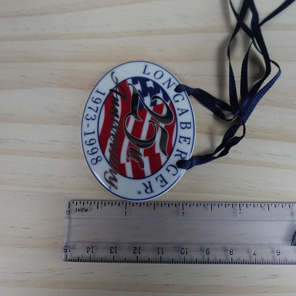 Longaberger 1998 Collectors‎ Club 25th Anniversary Tie On Porcelain Flag Charm